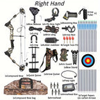 Composite Bow Camouflage Series Archery Set Made of Aluminum Alloy Material for Outdoor Hunting and Shooting. Composite Bow Tension Is Adjustable from 20 Lbs to 70 Lbs, Suitable for Beginners