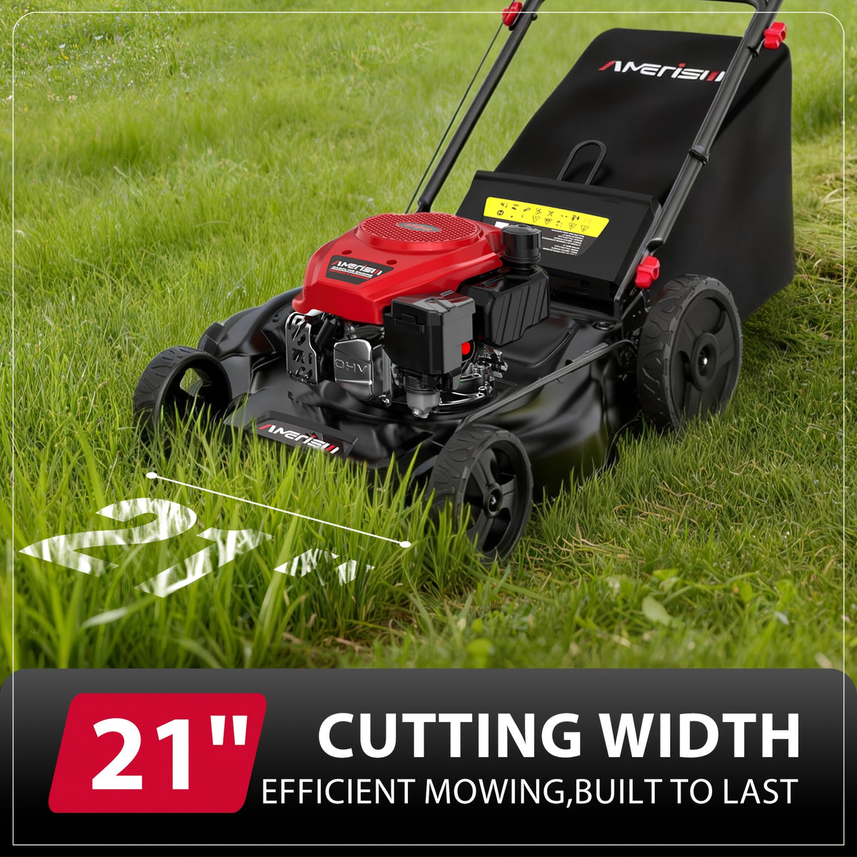 Self Propelled Gas Lawn Mower 21In. 170Cc, Gas Engine 3-In-1 Mulch, Bag, Side Discharge, 6-Position Height Adjustment, Lawn Mower, Self Propelled Lawn Mower, Lawn Care Equipment, Yard Maintenance, Adjustable Height Mower, Versatile Discharge
