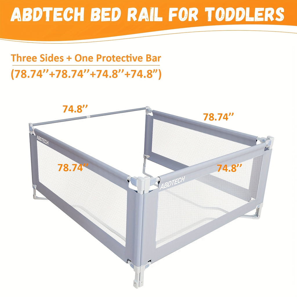 (3 Packs with Bar) Bed Rail Guard for Baby, Safety Bed Rail for Toddlers, Reinforced Large S-Shape, Height Adjustment, Dual Side Lifting, Fit for King Size Bed
