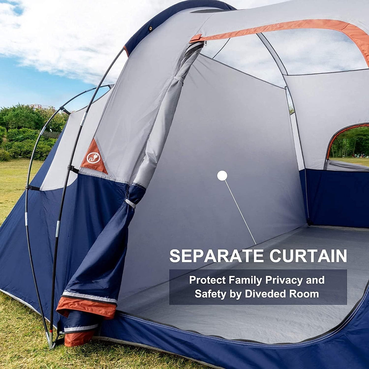 10 Person Camping Tent - Portable Easy Set Up Family Tent for Camp, Windproof Fabric Dome Tent Outdoor for Hiking, Backpacking, Traveling-14'x11'x74in(H)
