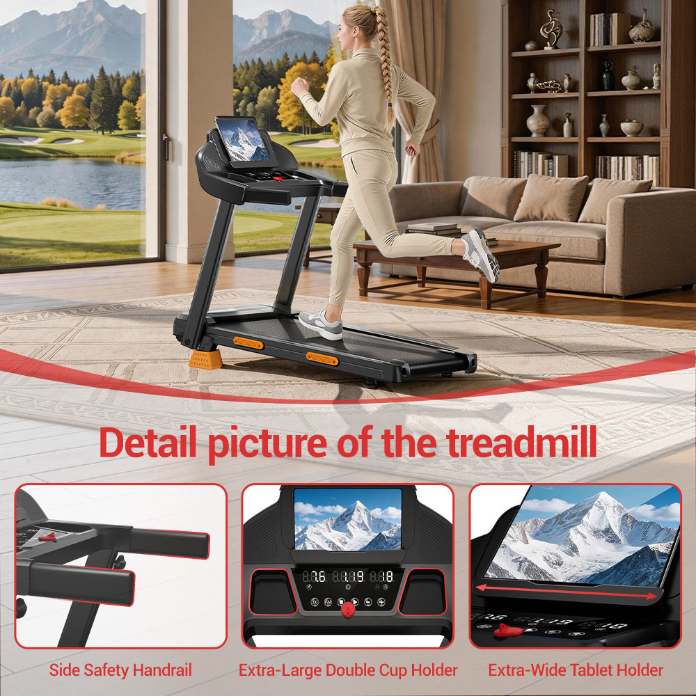 4-in-1 Foldable Treadmill with 15% Incline, Portable with Handle, 300 lbs Capacity for Home and Office