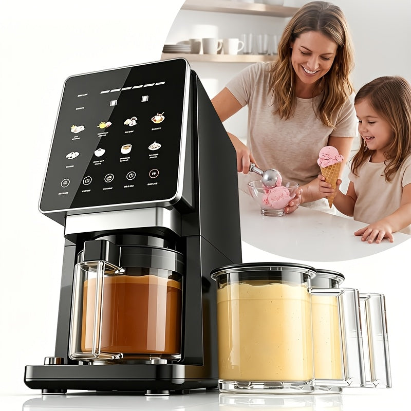 [Compact Gelato Maker] Ice Cream Maker Machine With 3 Pint Cups & Lids - Compact Gelato Maker Suitable For Sorbet, Smoothie Bowls, Milkshakes, Mix-Ins, Instant Desserts For, Parties, Commercial Use ( Plug, Voltage Compatible For North America)
