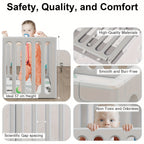 Baby Playpen Baby Fence, 2in 1 Adjustable Shape Baby Playpen, Kids Activity Centre Safety Play Yard Home Indoor Outdoor, Large Space Safe Playpen, Wardrobe Fence Storage Shelf Baby Fence with Safety Gate As Birthday Gift