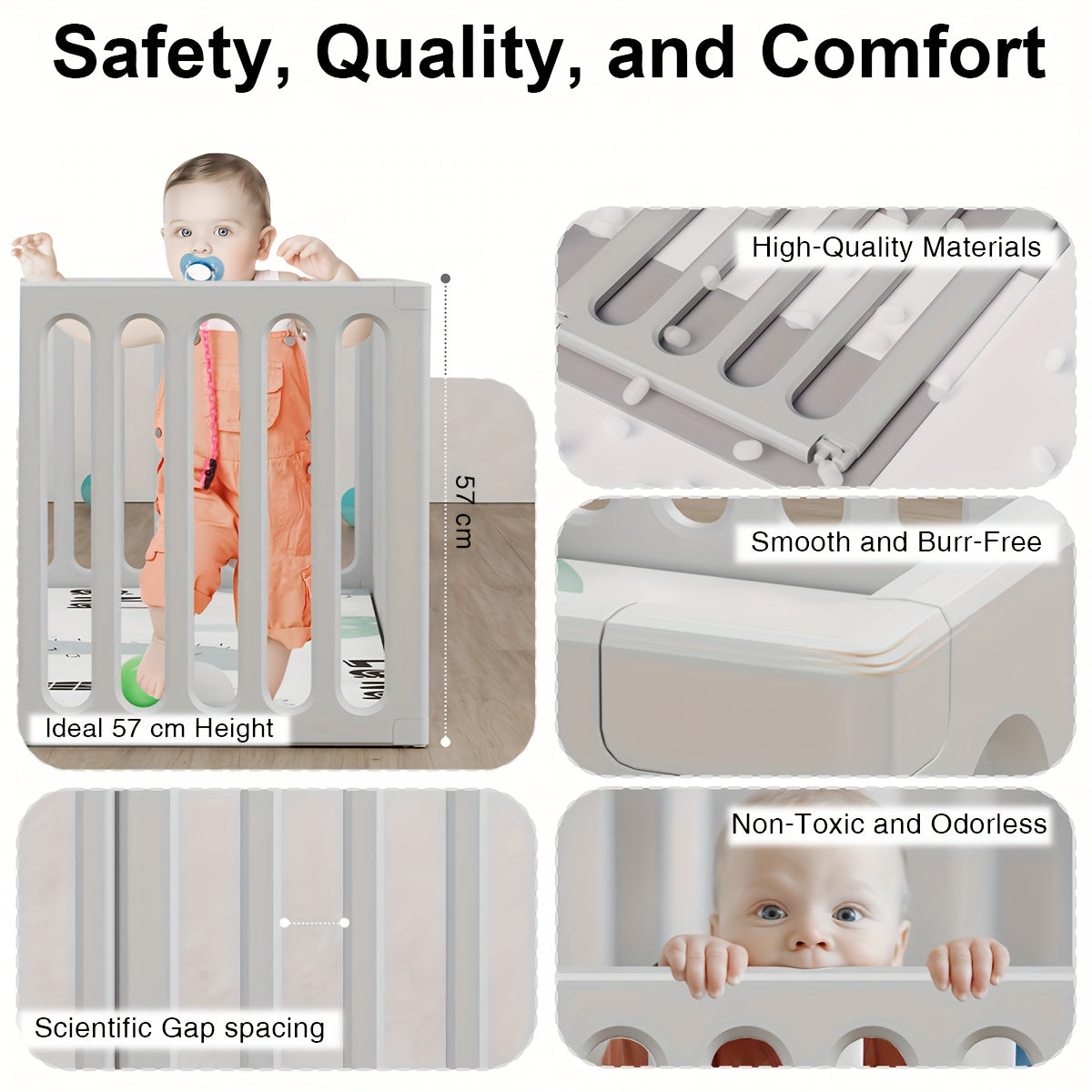 Baby Playpen Baby Fence, 2in 1 Adjustable Shape Baby Playpen, Kids Activity Centre Safety Play Yard Home Indoor Outdoor, Large Space Safe Playpen, Wardrobe Fence Storage Shelf Baby Fence with Safety Gate As Birthday Gift