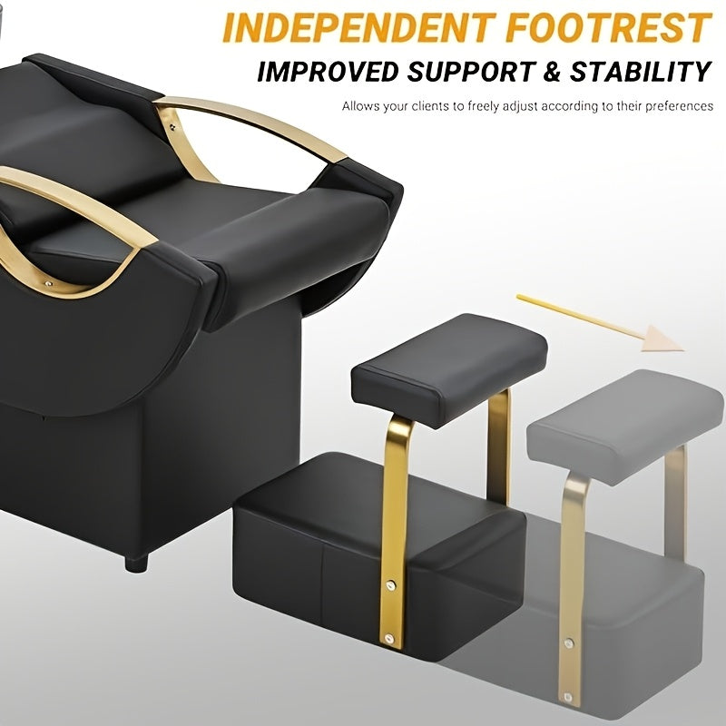 Salon Shampoo Bowl And Chair Combination Featuring a Detachable Footrest, Enhanced Backwash Barber Chair, ABS Plastic Sink Unit with a Separate Footrest for Beauty Spas, Robustly Built Salon Equipment for Barbershops