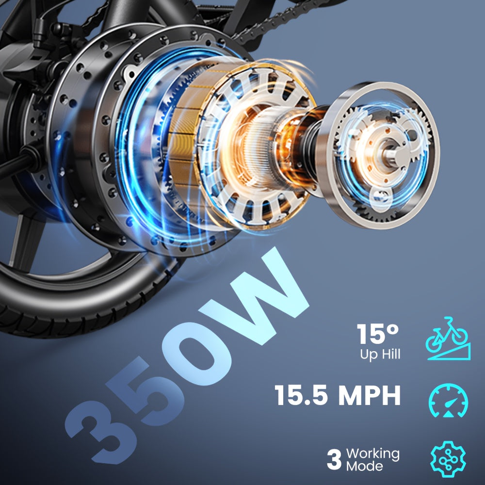 Folding Electric Bike for Adults, D3Fmini 14-Inch Commuter E-Bike with LCD Display and 350W Motor