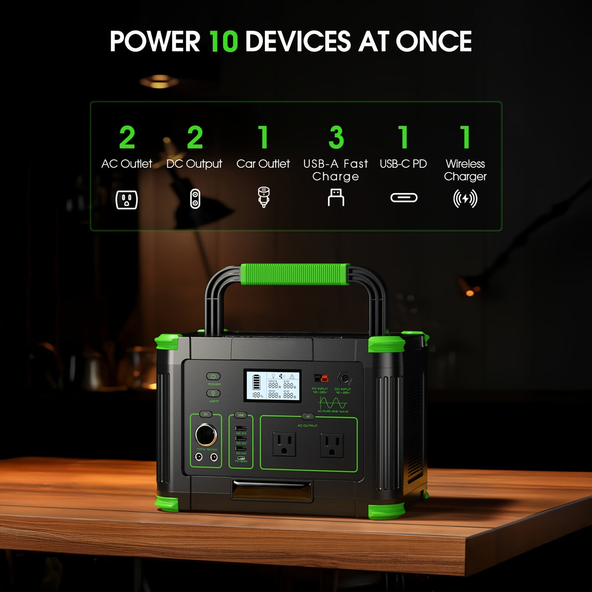 999Wh Solar Generator 1000W (Peak 2000W), Portable Power Station with Pure Sine Wave AC, Fast Charging, Reliable Backup for Iphone 18 Pro Max, RV Camping, Emergency, Home Backup