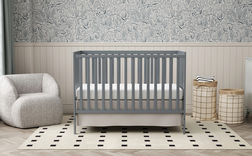 Goldzone Crib 5in 1 Convertible, Wooden Newborn Essentials Convertible to Toddler Bed, Sofa Bed and Full Size Bed, Baby Cribs with 4 Adjustable Bases for Nursery Decor, Baby Stuff Clearance, Item Weight: 37lbs, Maximum Weight Recommendation: 50lbs