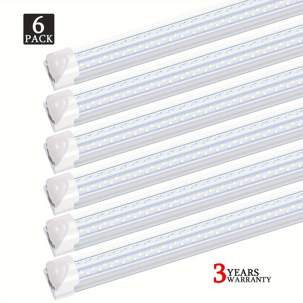 6pcs/lot T8 8ft Integrated LED Tube Light Bulbs 6000K, 120W 8Foot 96 Inch LED Shop Light Fixtures, V Shaped 4 Row Bulbs 2835 LED Chips, 14400lm High Brightness, for Warehouse Ceiling Garage Office Factory, AC 85-277V