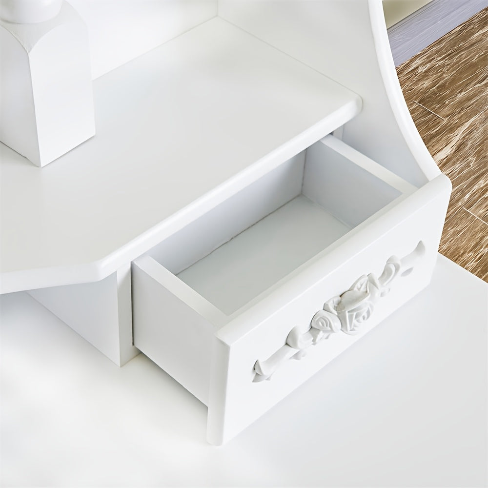 Modern Simple 4 Drawers 360 Degree Rotating Detachable Mirror Dressing Table