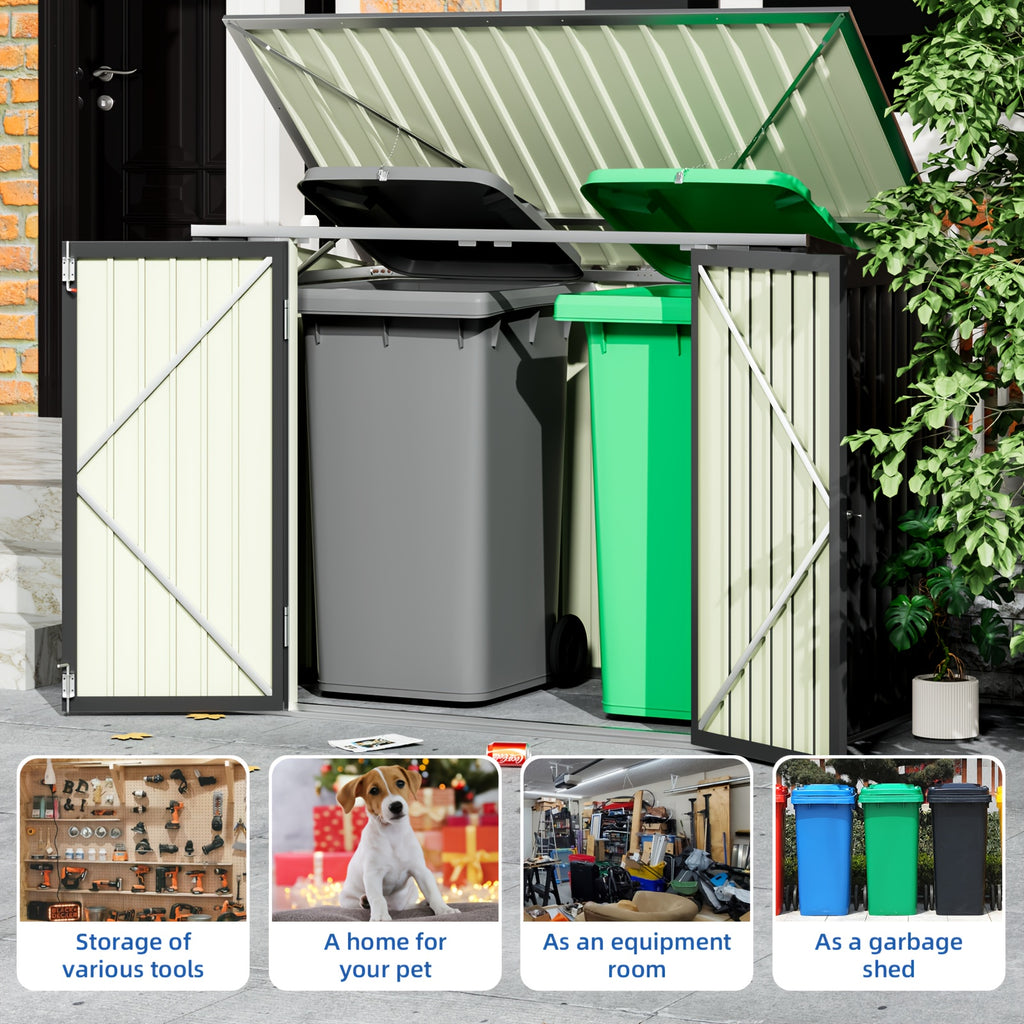 GUNJI 6X3.5 FT And 8X10 FT And 8X12 FT Outdoor Storage Shed, Large Metal Garden Shed with Lockable Waterproof Door, Garbage Cans, Pool Supplies, Tool Sheds for Backyard Garden Patio Lawn