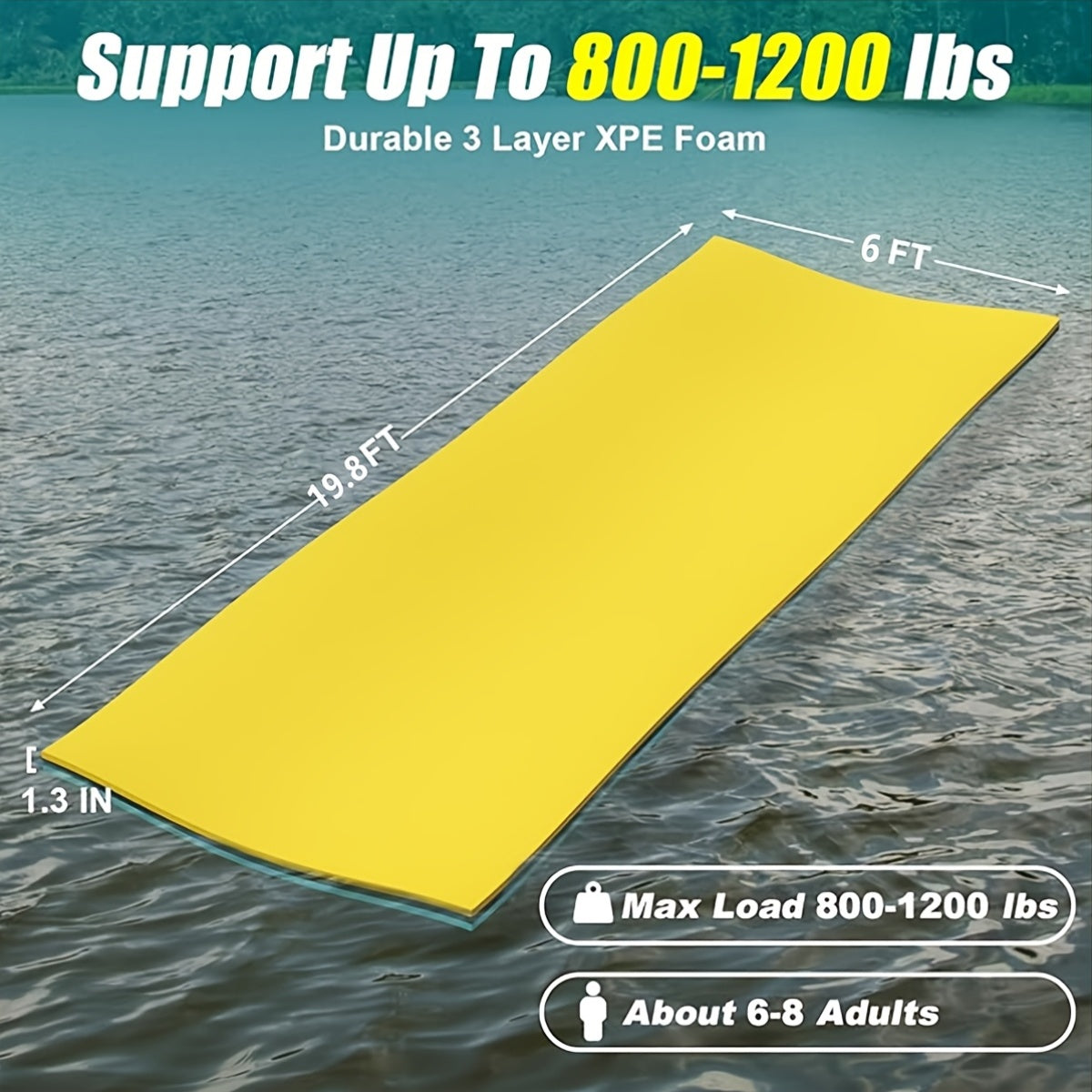 Floating Mat, Floating Water Mat For Lake, 3 Layers Tear-Resistant XPE Foam Portable Lily Pad Float For Adults, Multiple Sizes To Choose