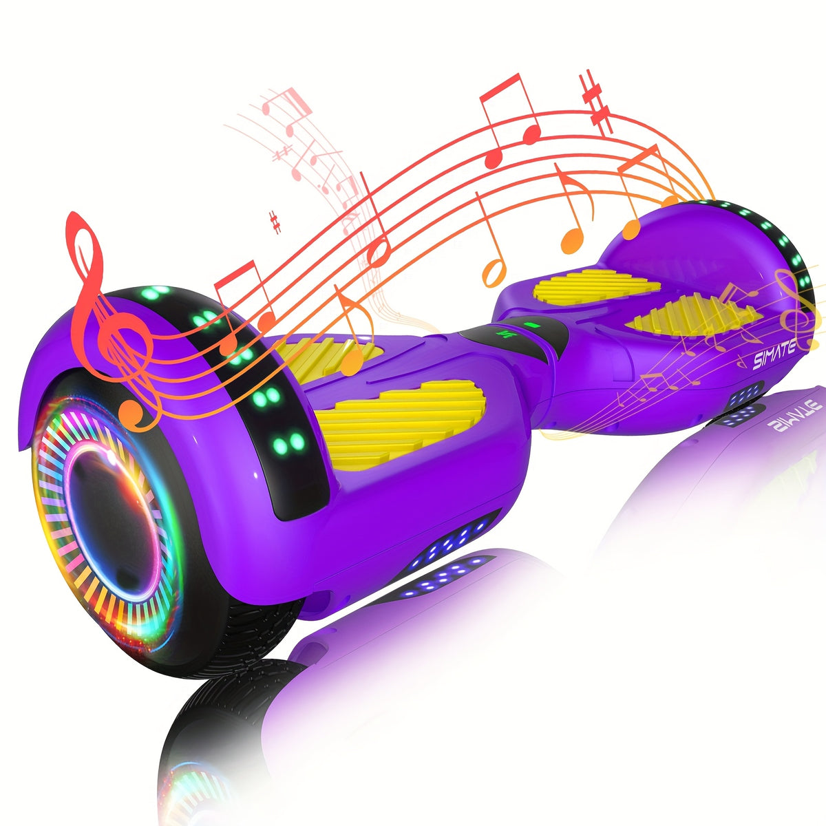SIMATE 6.5" Hoverboard for Kids, Colorful LED Lights, Self-Balance Technology, Gift for Children, Teenagers And Adults, Maximum Speed Up to 7.5mph, Maximum Range Of 7.5 Miles, 300W