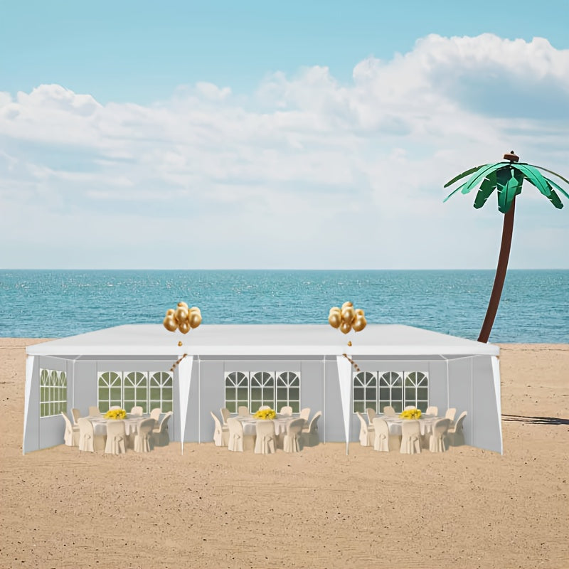 9X30' Outdoor Party Tent with 8 Removable Side Walls, Waterproof Canopy, Patio Wedding Pavilion, White, Suitable for Wedding, Gathering, Party, BBQ, Camping, Patio, Birthday Party, Graduation Ceremony
