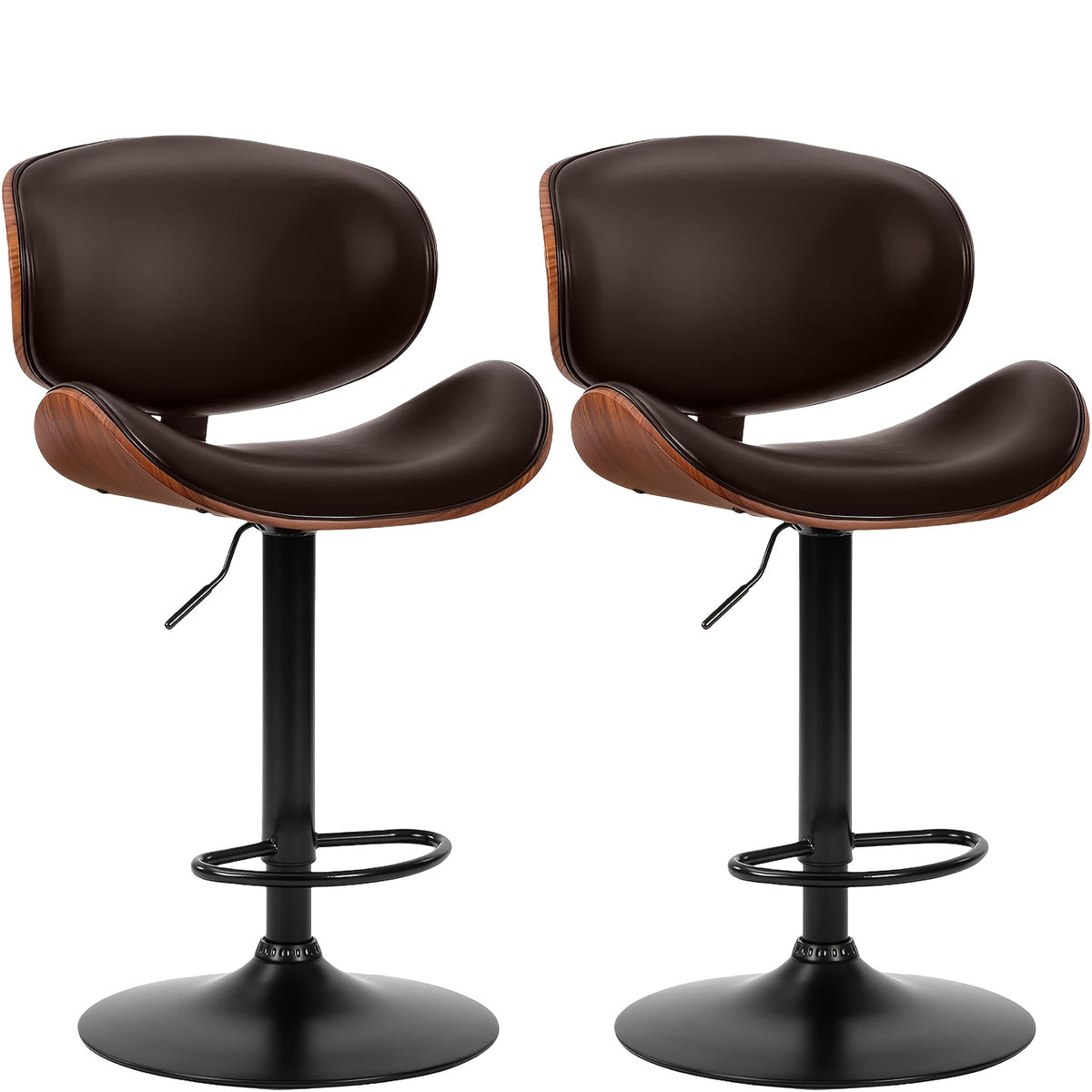 2pcs Or 4pcs for Bar Stool Set with Adjustable Height, PU Leather Seat Cushion, Ergonomic Backrest, Footrest, And Non-Slip Rubber Base, Perfect for Bars And Home Kitchen Islands