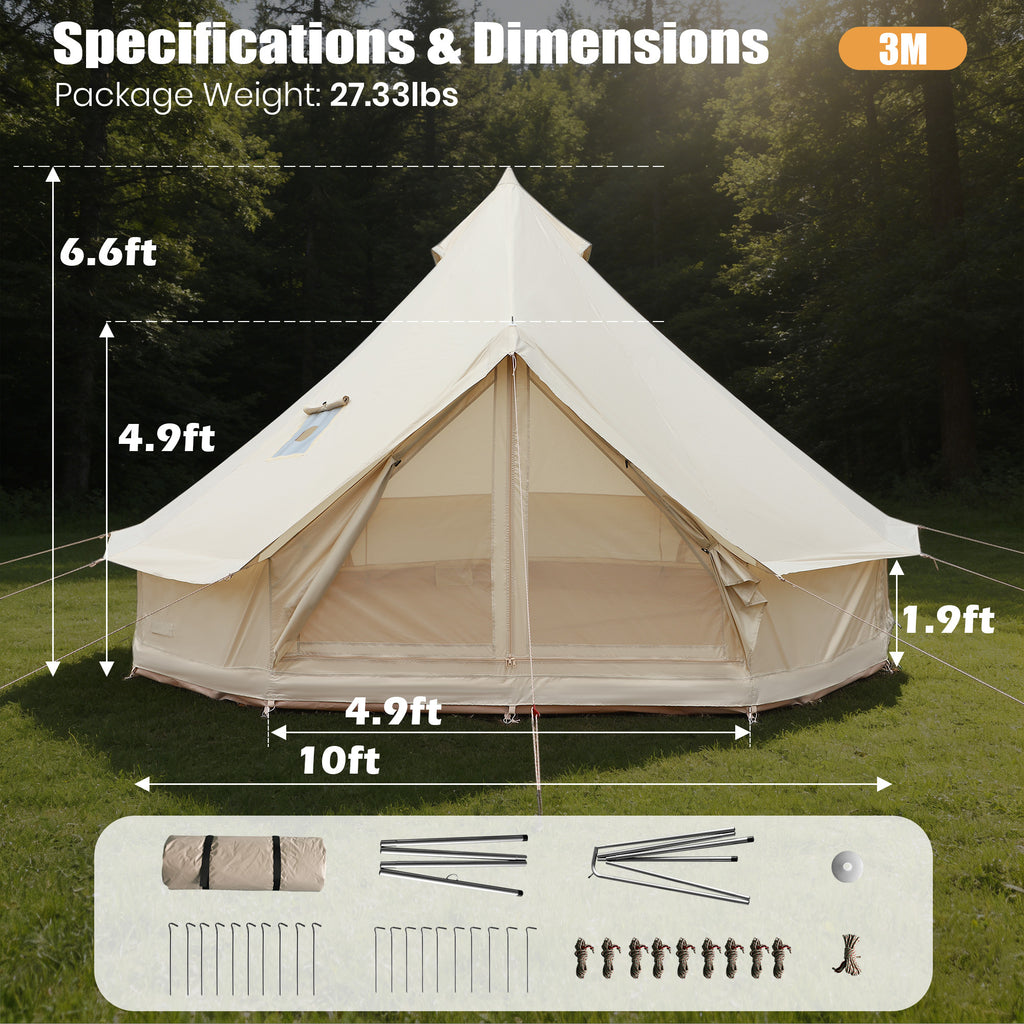 Luxury Oxford Fabric Bell Tent, Yurt Canvas Tent with Stove Jack, 4/6/8 Person Family 4 Season Camping