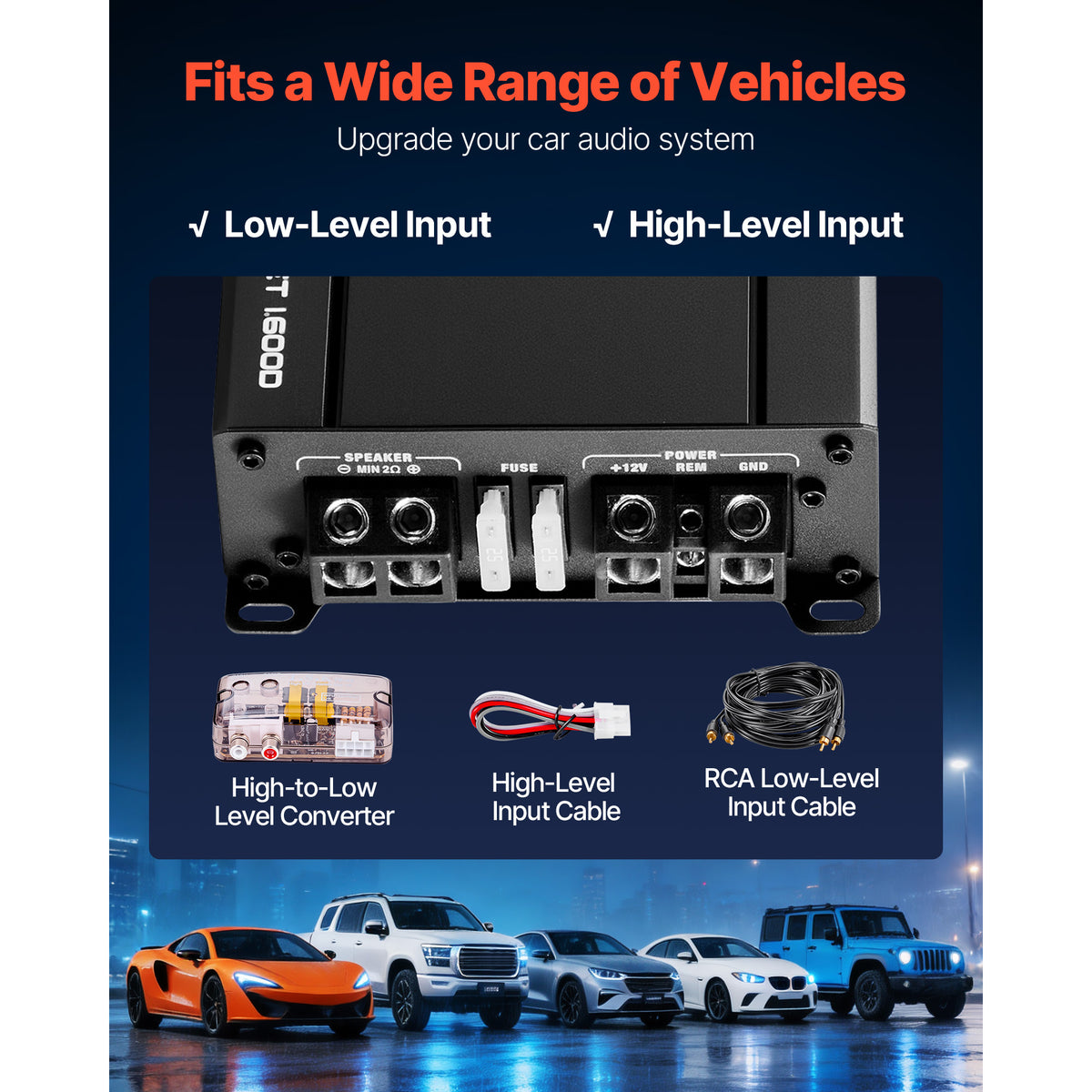 VEVOR Subwoofer Bass Package, 12 in, 1200W RMS, Dual Car Audio Subwoofer and Amp Package, with Loaded Enclosure, Separate Amplifier, and Wiring Kit, for Various Vehicles Trunks, Car Audio Systems