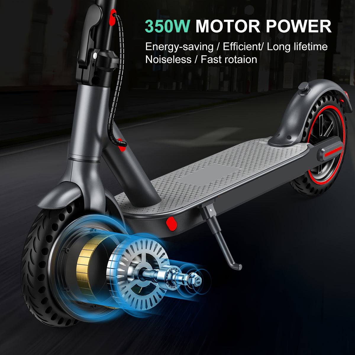 Adult Electric Scooter with A Powerful 350W Motor, Top Speed Of 15 Mph Maximum Range Of 30 Miles 8.5-inch Honeycomb Tires, 3 Adjustable Speeds, One-button Folding Design, Dual Brakes, And App Control. Suitable for Both Men And Women