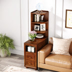 A Sleek Nightstand Made of Solid Wood in a Mid-Century Modern Style, Featuring a Robust And Durable Build, Designed to Save Space in Your Bedroom Or Living Room (1pc)