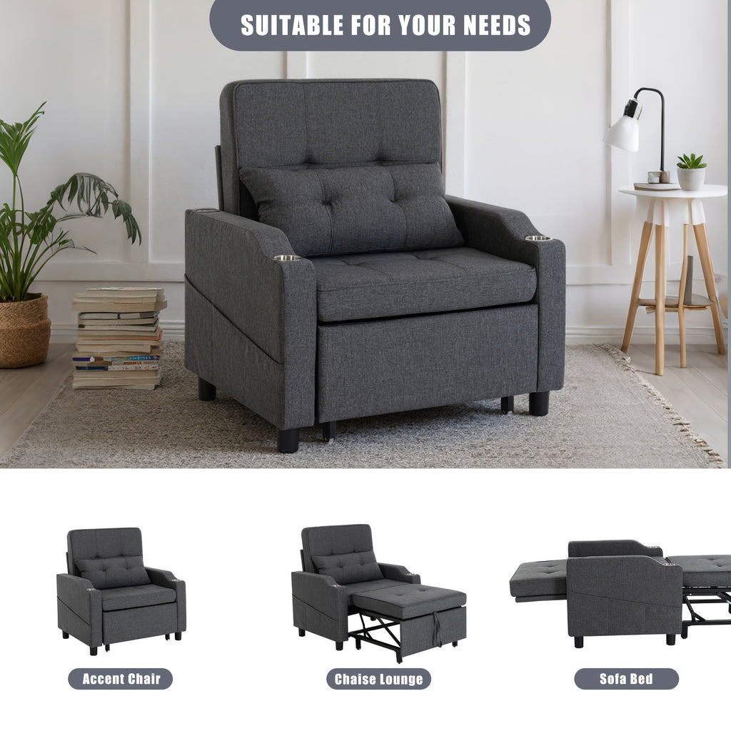 3-in-1 Folding Sofa Bed - Convertible Sleeper Chair to Bed, Space-Saving Modern Furniture for Small Apartments, Dorms, Offices