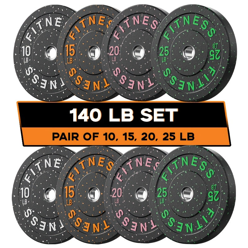 45-650Lbs High Bounce Bumper Plates, 2 Inch Colored Fleck Rubber Weight Plates For Heavy Lifters, Powerlifting, CrossFit, Deadlift, Squat, Home Gym, Strength Workout, For Men, Women, Big Weight Enthusiasts