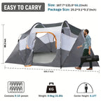 10 Person Camping Tent - Portable Easy Set Up Family Tent for Camp, Windproof Fabric Dome Tent Outdoor for Hiking, Backpacking, Traveling-14'x11'x74in(H)
