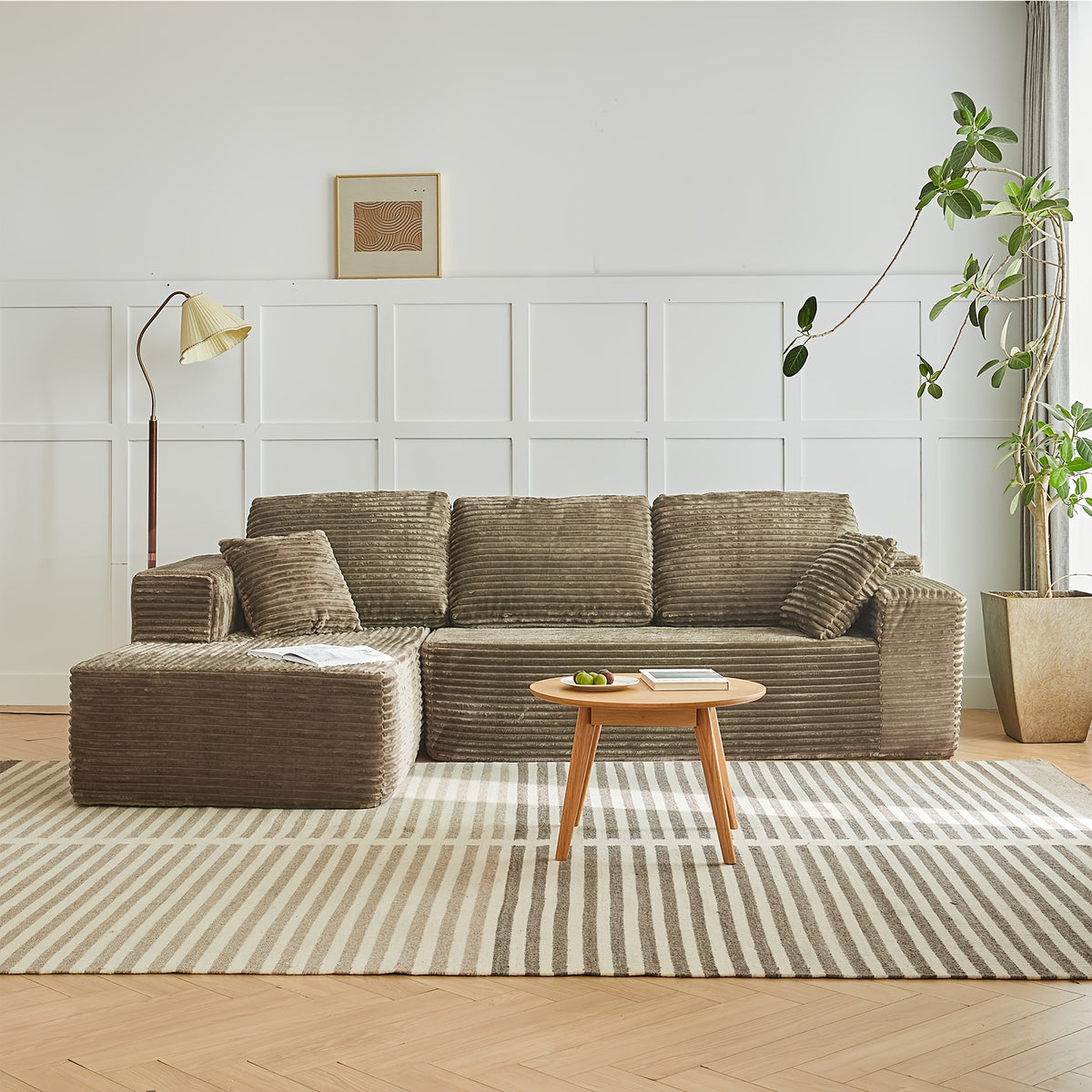 104" Cloud Modular Sectional Sofa Couch, Comfort L Shaped Sofa with Deep Seat, Modern Upholstered Couches for Living Room Bedroom, No Assembly Required, (Plush Corduroy)