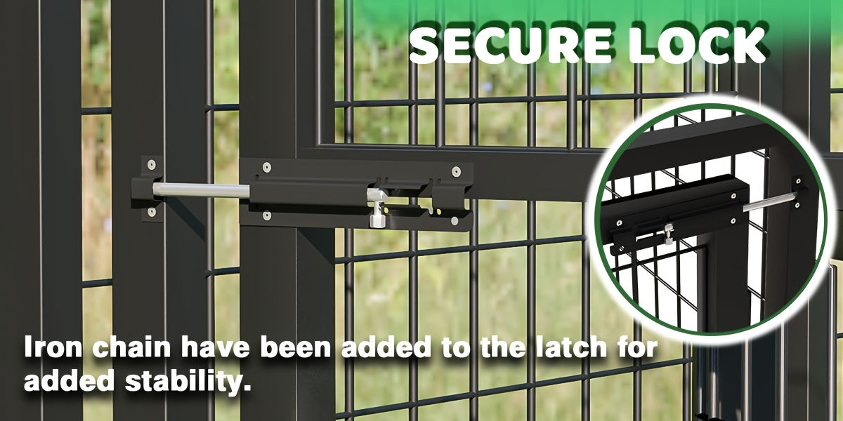 Outdoor Dog Kennel for Large Dogs, Heavy-duty Welded Wire Steel Dog Playpen Fence with Secure Lock, Rotating Dog Bow, Pet Run with UV-Resistant