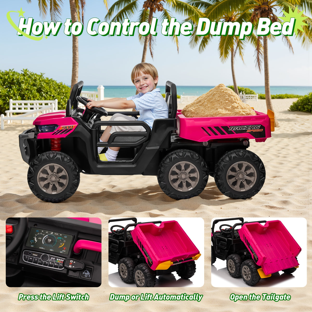 24V Kids Ride-On UTV, Dual Mode Powered Car With Remote, 3 Speed Settings, Music, LED Lights & Suspension, Outdoor Toy Vehicle For Boys And Girls Ages 3+