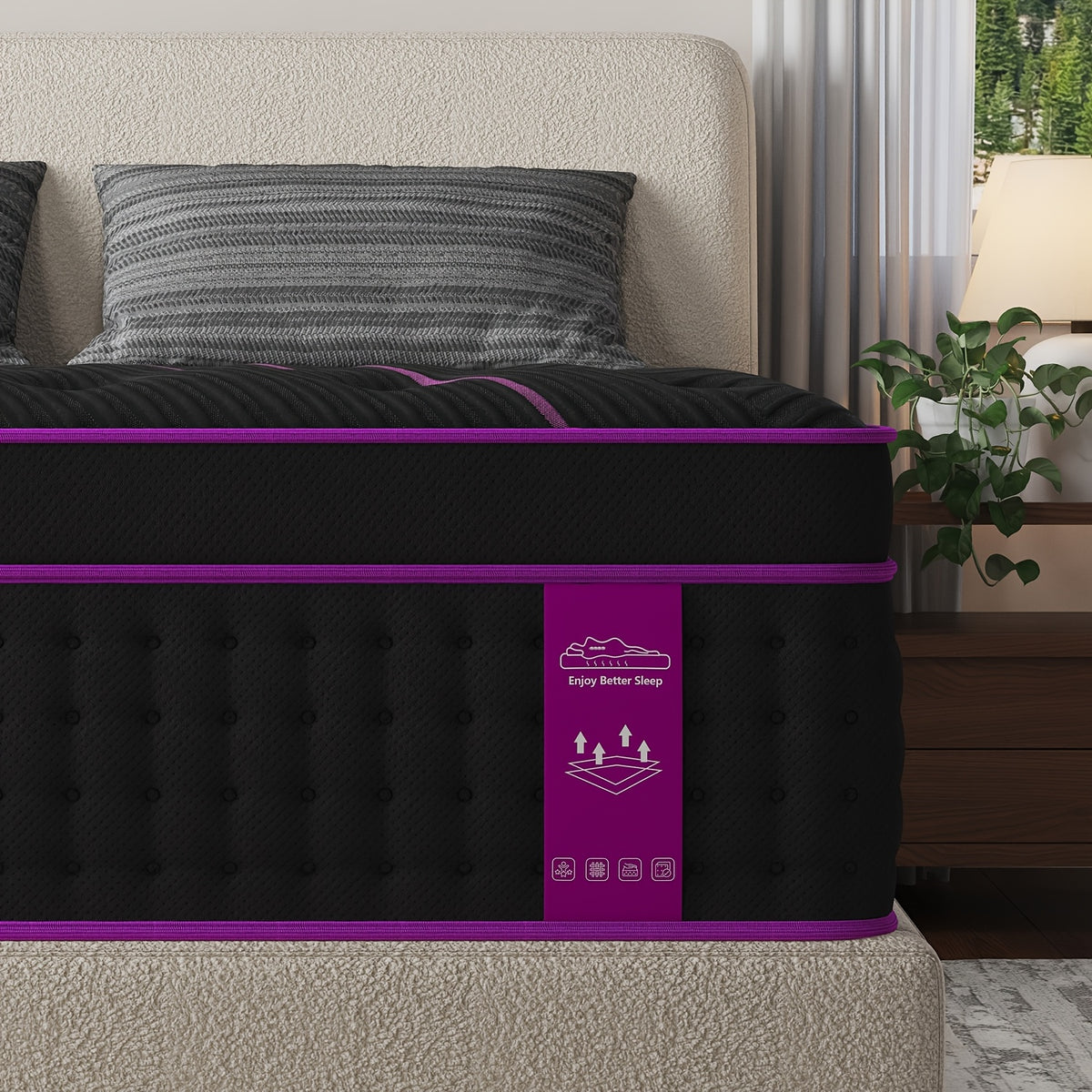 12-Inch/14-Inch Hybrid Mattress, Twn, Full Queen &King Sizes, Ergonomic Support, Individually Wrapped Springs & Memory Foam, Medium Firm