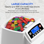 Coin Counter Machine Sorter, Change and Wrapper Roller Counting Organizer, Sorts up to 300 Coins Per Minute, Automatically Sorts and Batches, Office Supplies