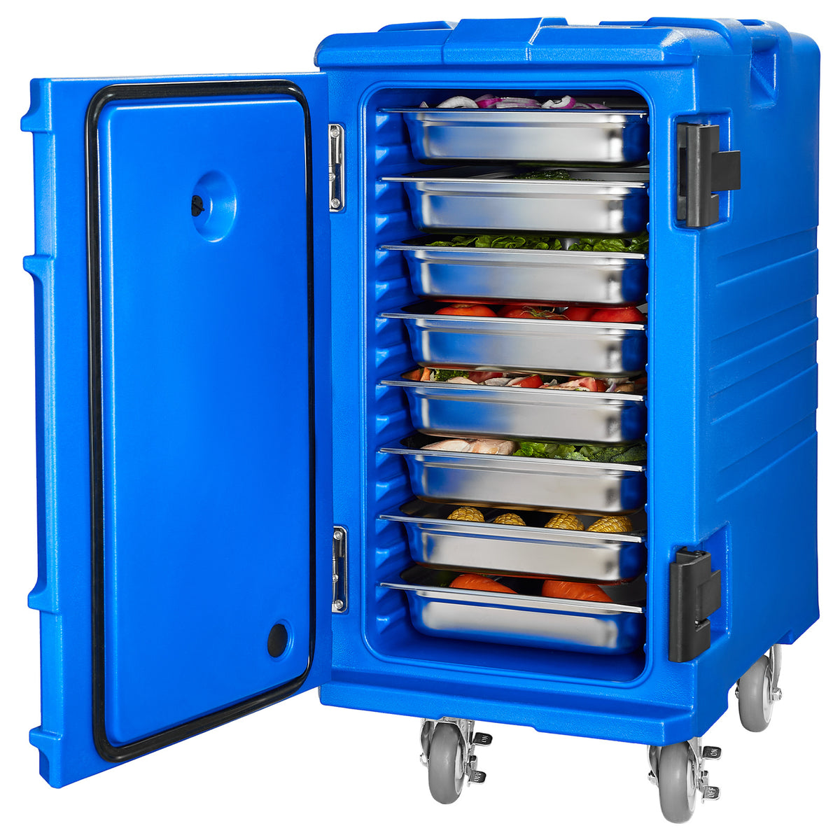 VEVOR Insulated Food Pan Carrier Stackable Catering Dishbox 90L/120L Chafing Dish, Small wheel/Large wheel