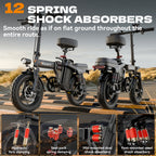 Hisent Folding Electric Scooter, 500W Brushless Motor, Speed 19.9mph, Dual Suspension System, Full Shock Absorption, 48V 10AH-17.5AH Battery(optional), 15-35 Miles Range, 14-inch High-quality Tires, With Double Seats