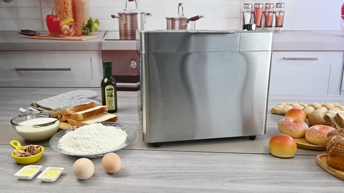 25-in-1 Bread Maker, 2LB Bread Machine With Auto Fruit/Nut Dispenser, Gluten-Free Setting, 3 Loaf Sizes& 3 Crust Colors, Keep Warm&13H Delay Timer, Digital Display, Stainless Steel