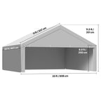 VEVOR Carport Replacement Canopy, 10 x 20 ft / 12 x 20 ft / 13 x 20 ft / 20 x 20 ft Potable Garage Tent Top Tarp with Sidewalls, UV-Resistant & Waterproof, Heavy Duty Car Shelter Tarp with Ball Buggees, Beige / Grey, Frame Not Included