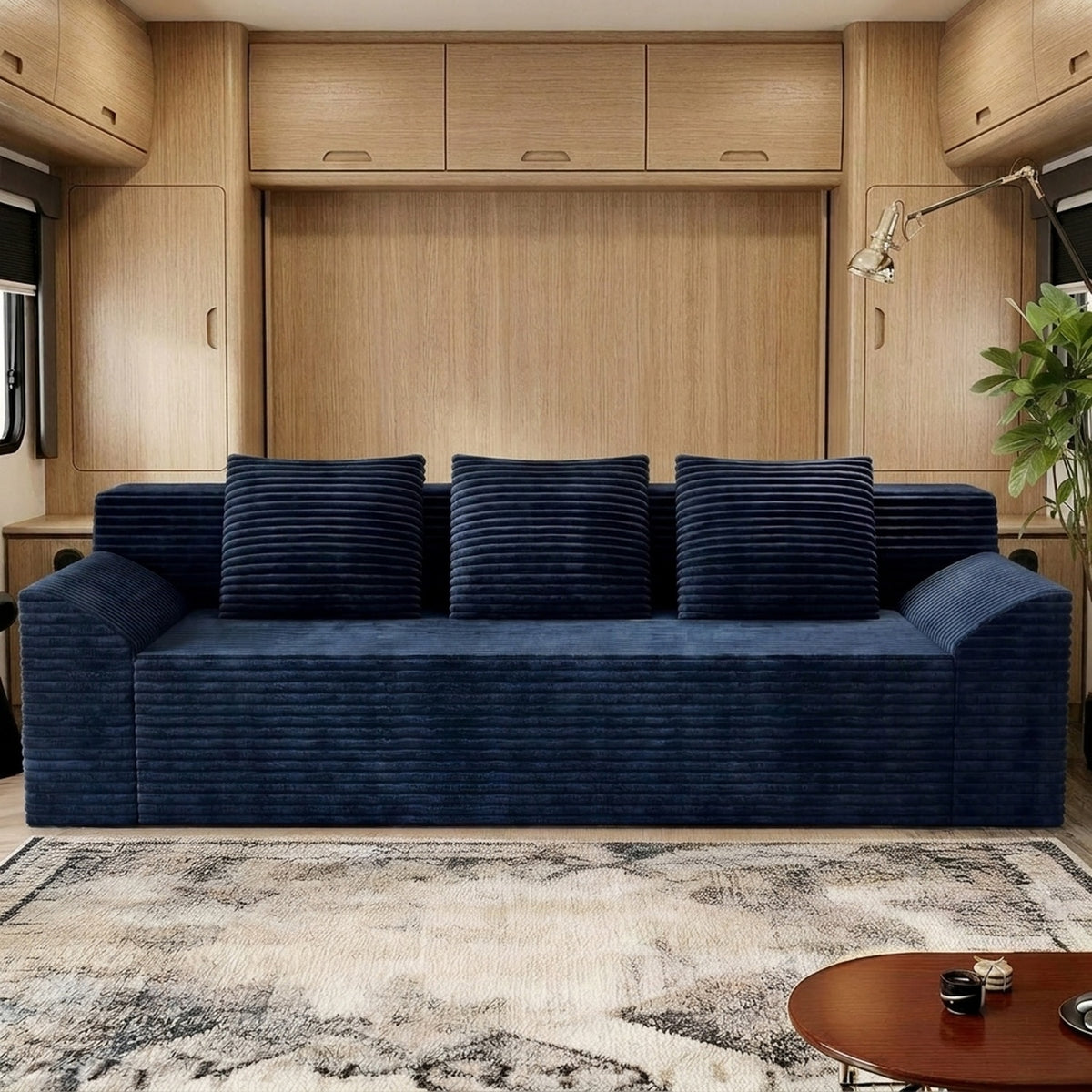 RV Corduroy Sofa in 42-Inch or 70.8-Inch Sizes, No-Assembly Plush Deep-Seat Couch for Camper or Home
