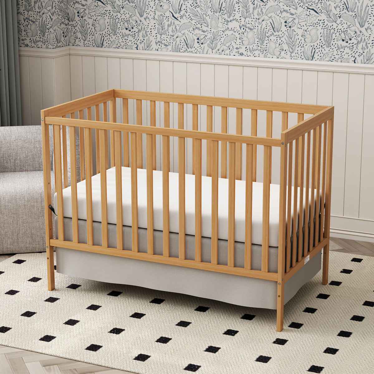 Goldzone Crib 5in 1 Convertible, Wooden Newborn Essentials Convertible to Toddler Bed, Sofa Bed and Full Size Bed, Baby Cribs with 4 Adjustable Bases for Nursery Decor, Baby Stuff Clearance, Item Weight: 37lbs, Maximum Weight Recommendation: 50lbs