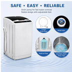 Full Automatic 2 in 1 Top Load Portable Washing Machine and Dryer Combo with Drain Pump 15.6/17.6/17.8/25Lbs Capacity 10 Wash Programs 8 Water Levels Compact Washer Dryer for Apartment RV Camping Small Living Space Travel Outdoor Home Use