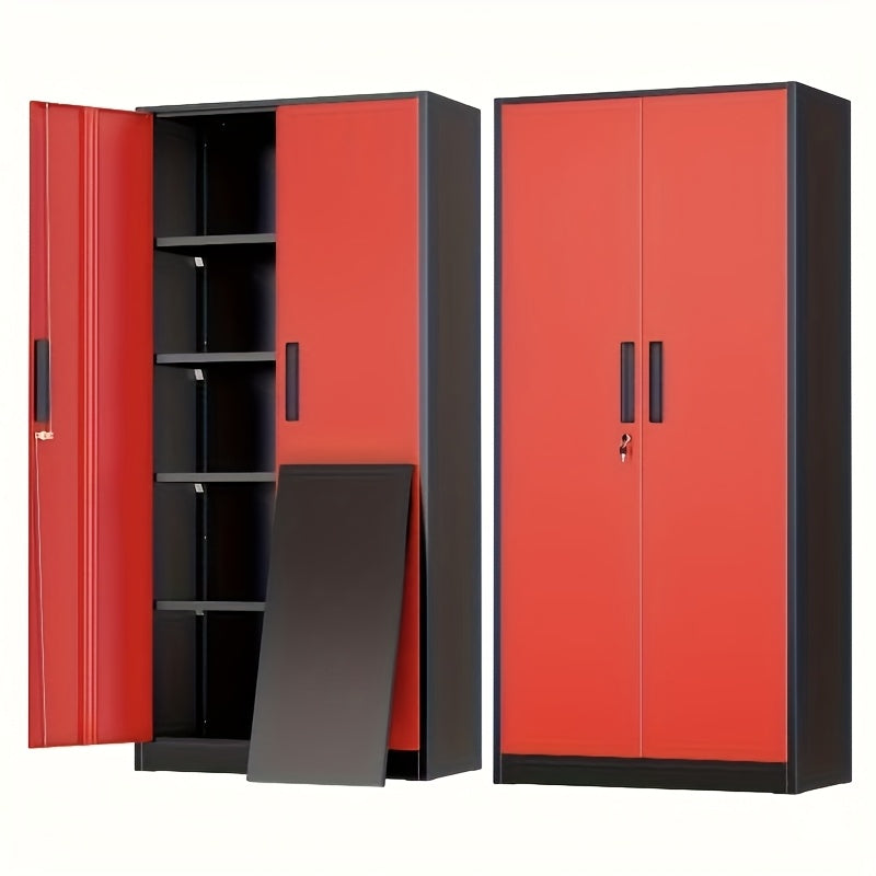 72" Metal Storage Cabinet with Lock, with 2 Doors And 4 Adjustable Shelves, Lockable Steel Storage for Office, Garage, Warehouse,, Home