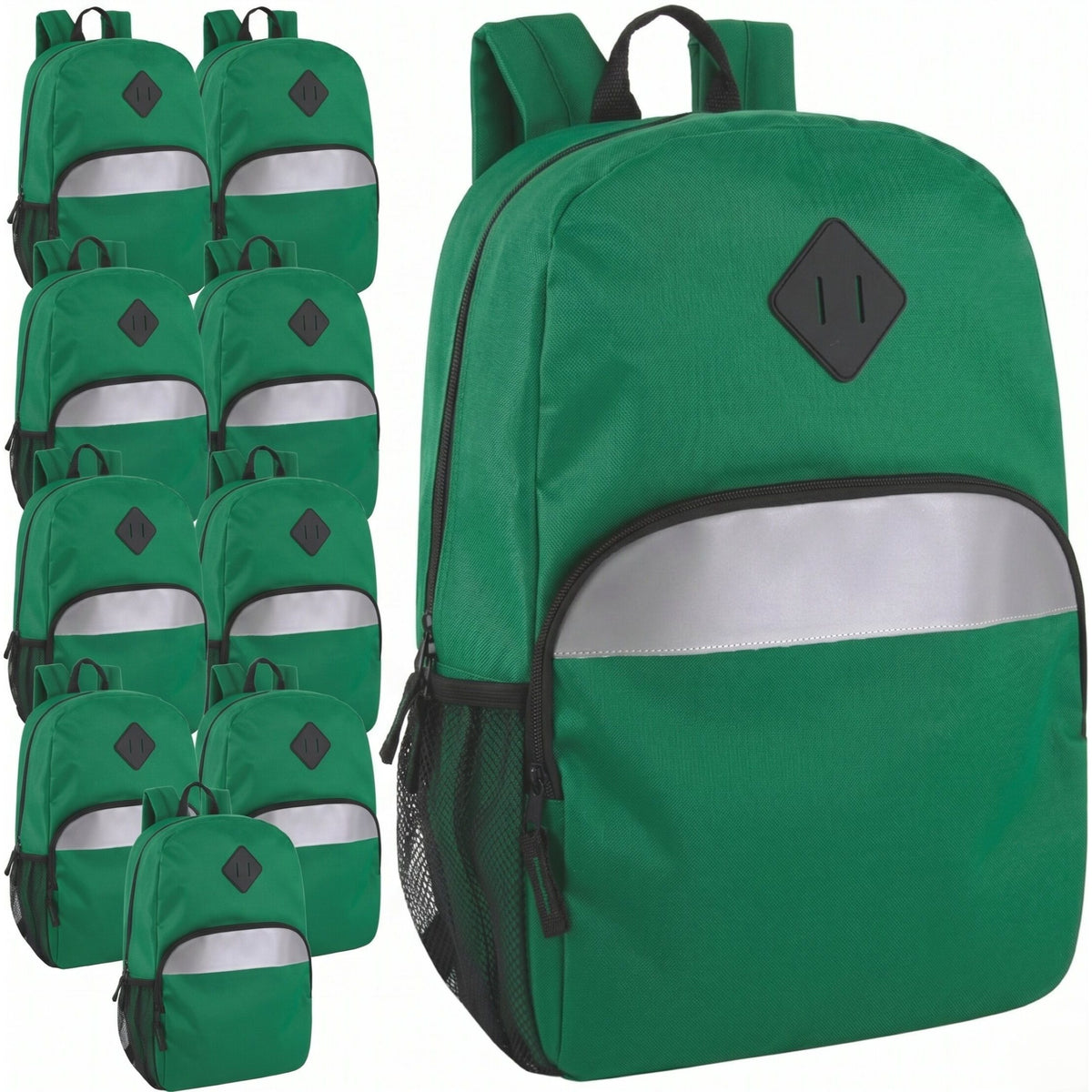 Trailmaker (24 Pack) 17" Backpack – Reflective School Backpack with Padded Straps, Water Bottle Pockets for Kids & Adults, School Travel Camp