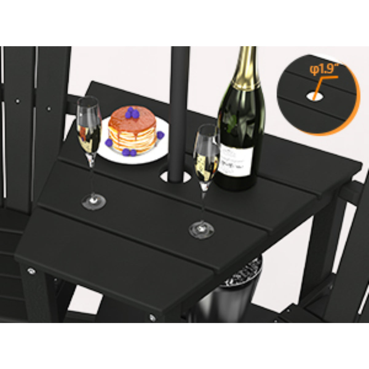 Tall Adirondack Chairs Set of 2 HDPE Balcony Chair with Double Connecting Tray Weather Resistant Outdoor Bar Stools for Patio Deck Lawn Pool Backyard Black