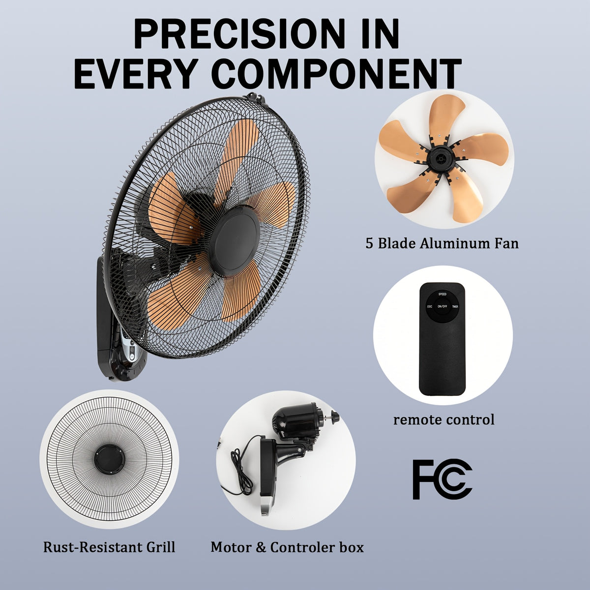 [Wall Mount Fan] 2pcs Wall Mount Fan - 20 Inch Oscillating, 3-Speed High Velocity, Max. 7000 CFM, Industrial Wall Fan for Indoor, Commercial, Residential, Warehouse, Greenhouse, Workshop, Basement, Garage, Black