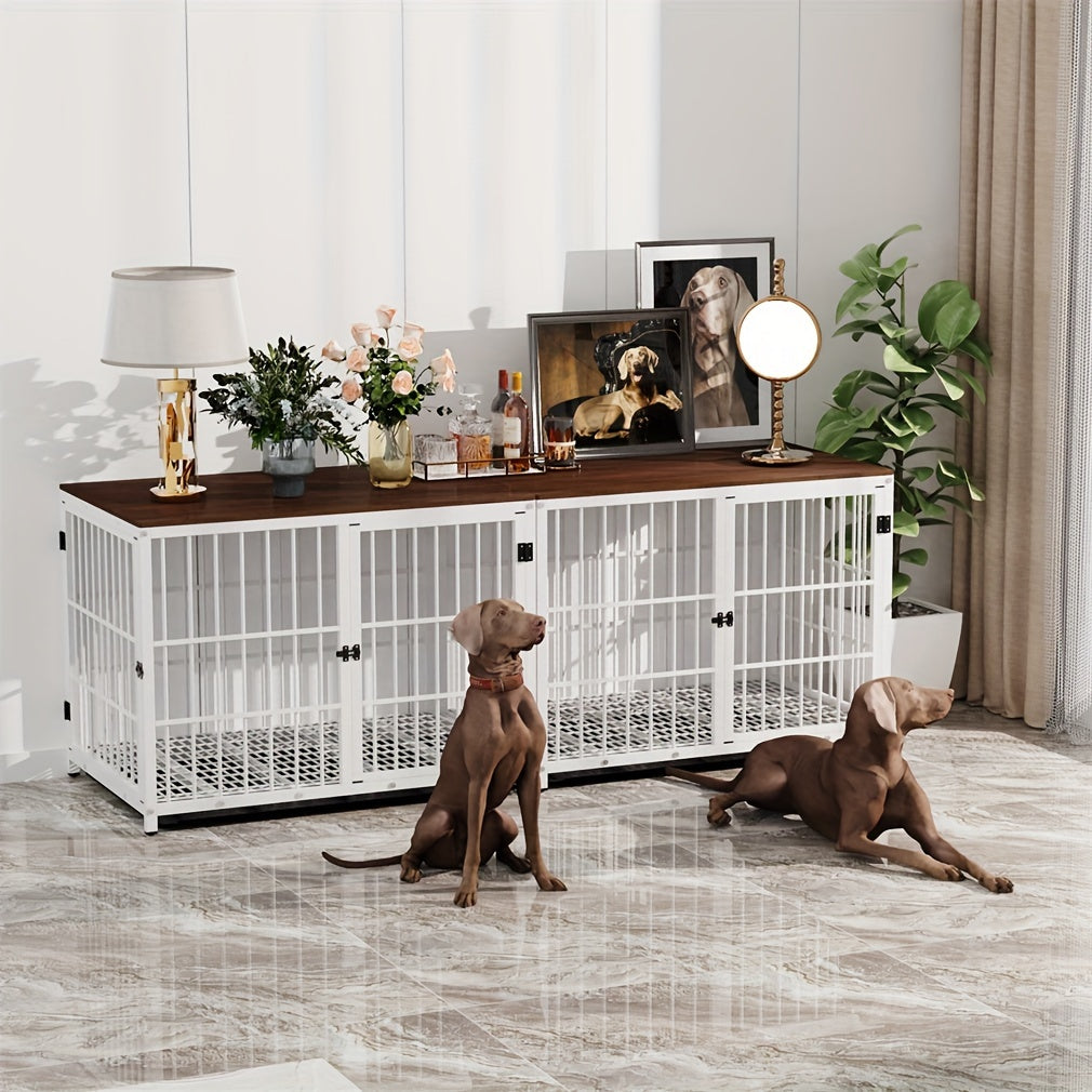 Oversized Robust Dog Cage That Can Be Combined with Other Furniture, Featuring a Metal Structure And a Removable Tray