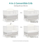 Goldzone 4in 1 Convertible Baby Crib, Wooden Baby Stuffs Converts Into Toddler Bed, Daybed, Newborn Essential with 3 Adjustable Base, Nursery Decor Necessities with Wheel & Non-Toxic Finishes, Item Weight: 36lbs, Maximum Weight Recommendation: 50lbs