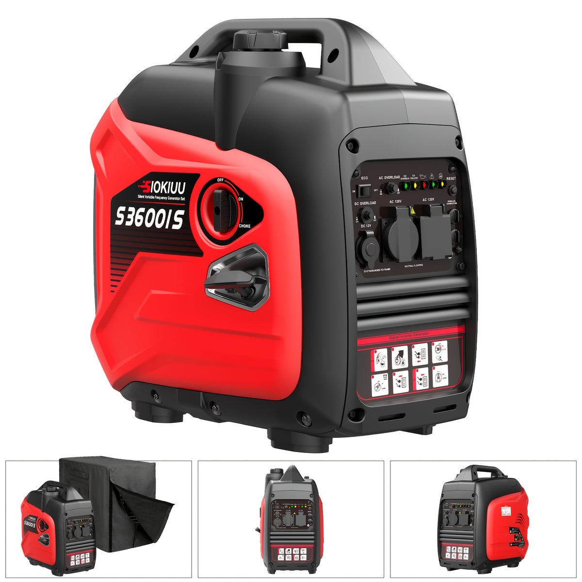 Portable Inverter Generator, Ultra Quiet, CO Alarm, Peak 2500W Rated 1900W, Peak 3200W Rated 2600W, Peak 3600W Rated 3000W, Peak 4000W Rated 3200W, Peak 4500W Rated 3600W, Ideal for Yard, Lawn, Garden, Camping, RV, Home Backup Power
