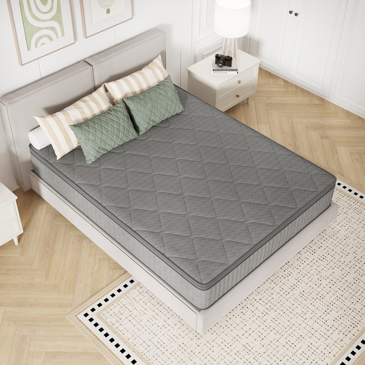 SweetNight 6/8/10/12/14 inch Memory Foam Hybrid Mattress With Pocket Springs, Twin Xl, Full, Queen, King, Sizes In A Box, Medium Firm, Mattresses For Support Comfort, Fiberglass-Free