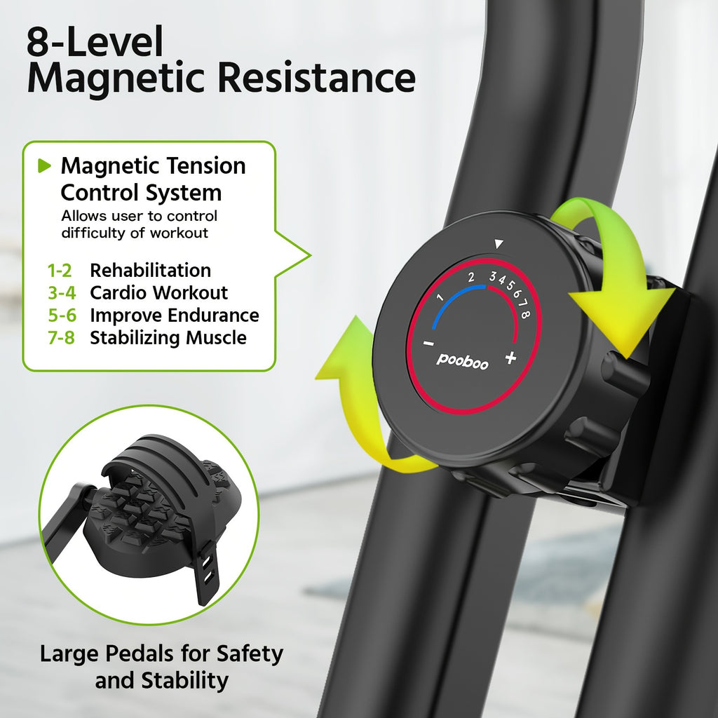 HASIMAN Foldable Indoor Exercise Bike for Home Gym Workout with Twister Disk And Arm Resistance Bands, Adjustable Resistance Fullybody Fitness Exercise Cycling