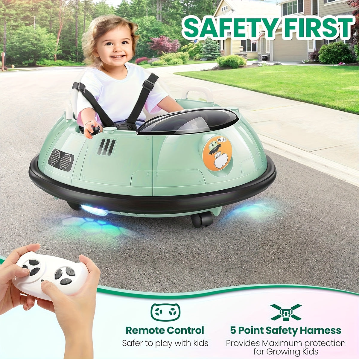12V Remote-controlled Bumper Car, Electric Bumper Car, 66lb Load-bearing Toy Car, Dual Driving Mode, Flashing LED Lights, 360-degree Rotation, Seat Belts, Birthday And Festival Gifts For Boys And Girls, 4 Colors