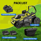 40V 16-inch Cordless Lawn Mower With 11.89gal Grass Collection Bag, 6 Position Height Adjustment Electric Lawn Mower, 2 X 20V 4.0Ah Battery Powered Push Lawnmower, 2.4A Fast Charger Included