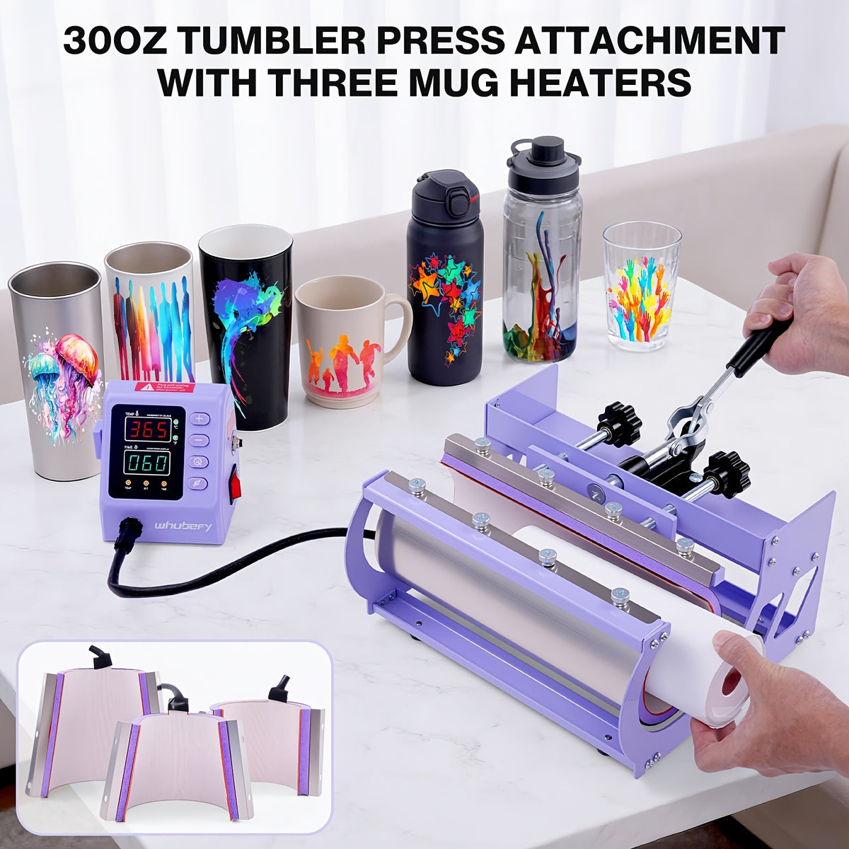 HOMDOX 15"x15" - 11pcs(8 In 1) / 8pcs(5 In 1) Heat Press Set With 30OZ Tumbler Press, Slide Out 360° Swing Away For T-Shirt/Cloth Bags/Tumbler/Mug/Hat/Plate - 15"x15" Slide Out T-shirt Heat Press Machine Can Only Press T-Shirt/Pillows/Cloth Bags